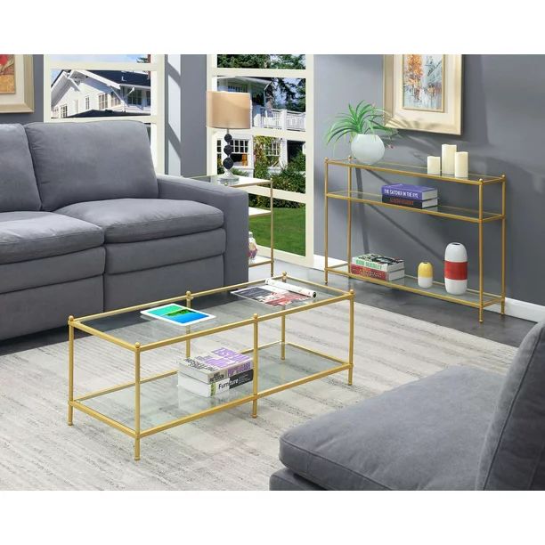 Convenience Concepts Royal Crest Coffee Table, Clear Glass and Gold | Walmart (US)