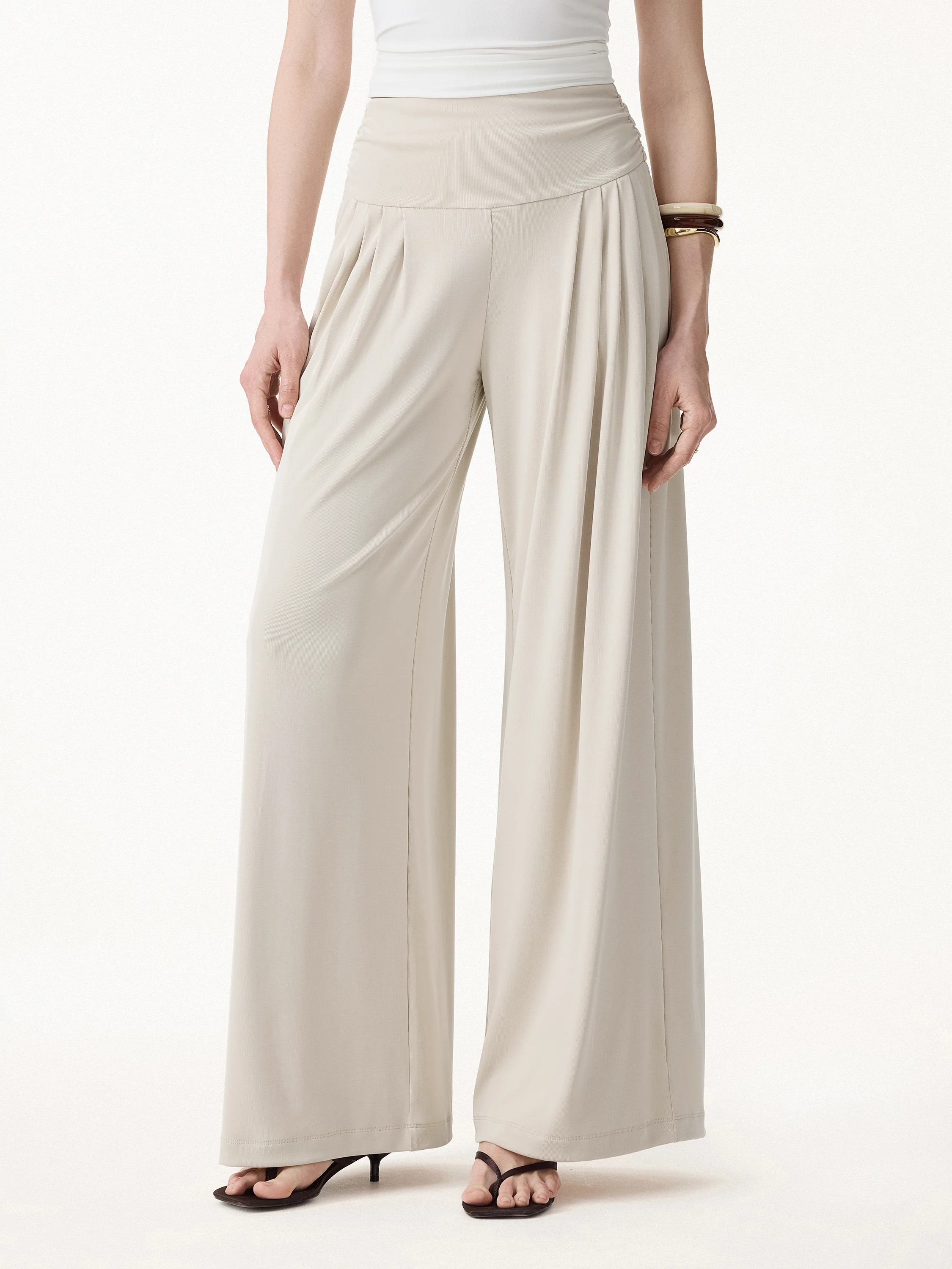 Sandwashed Super Flowy Tucked Palazzo Pant with Pockets | OGLmove