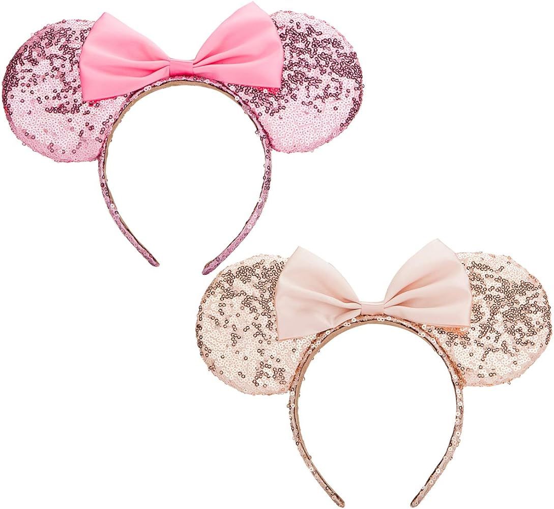 Sequin Mouse Ears headband,2pcs Sequin Headband Glitter Hairband for Baby Shower Headwear Hallowe... | Amazon (US)