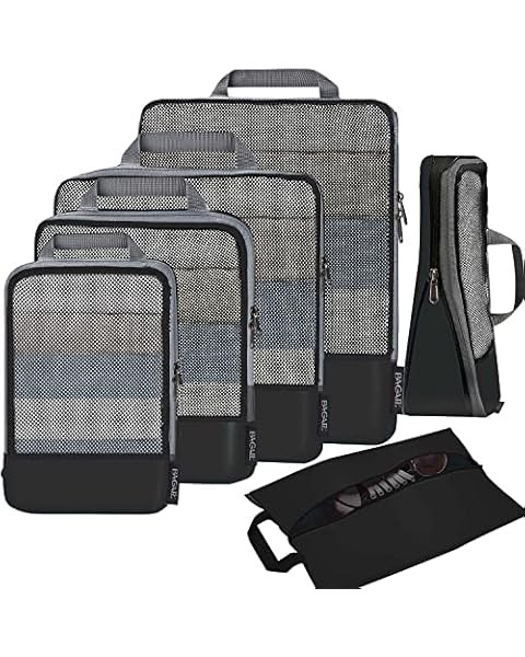 BAGAIL 6 Set Packing Cubes,Travel Luggage Packing Organizers(6Set Black Net) | Amazon (US)