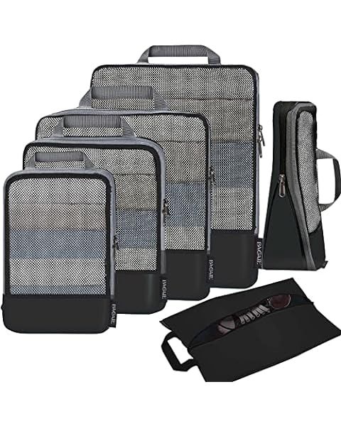 BAGAIL 6 Set Packing Cubes,Travel Luggage Packing Organizers(6Set Black Net) | Amazon (US)