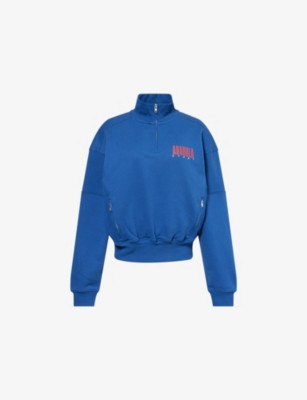 Sport Horizon Funnel-Neck Zip Cotton-Jersey Sweatshirt | Selfridges