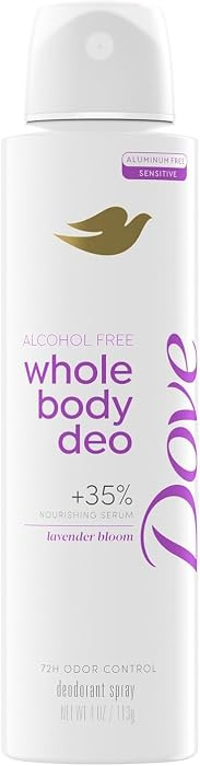 Dove Whole Body Deodorant Spray for Women Alcohol Free Lavendar Bloom, 4 oz | Amazon (US)