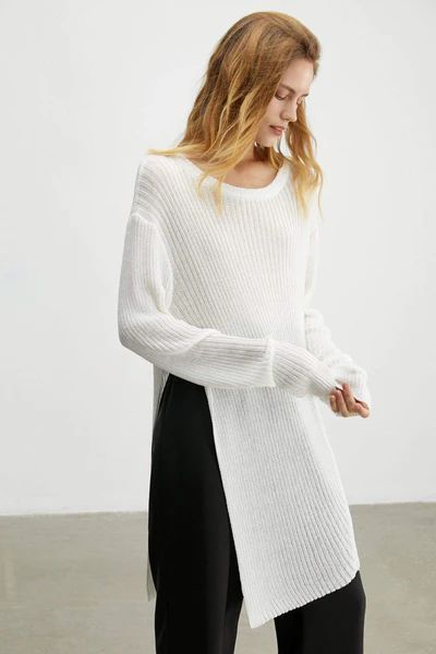 Lillian White Long Shawl Sweater | J.ING