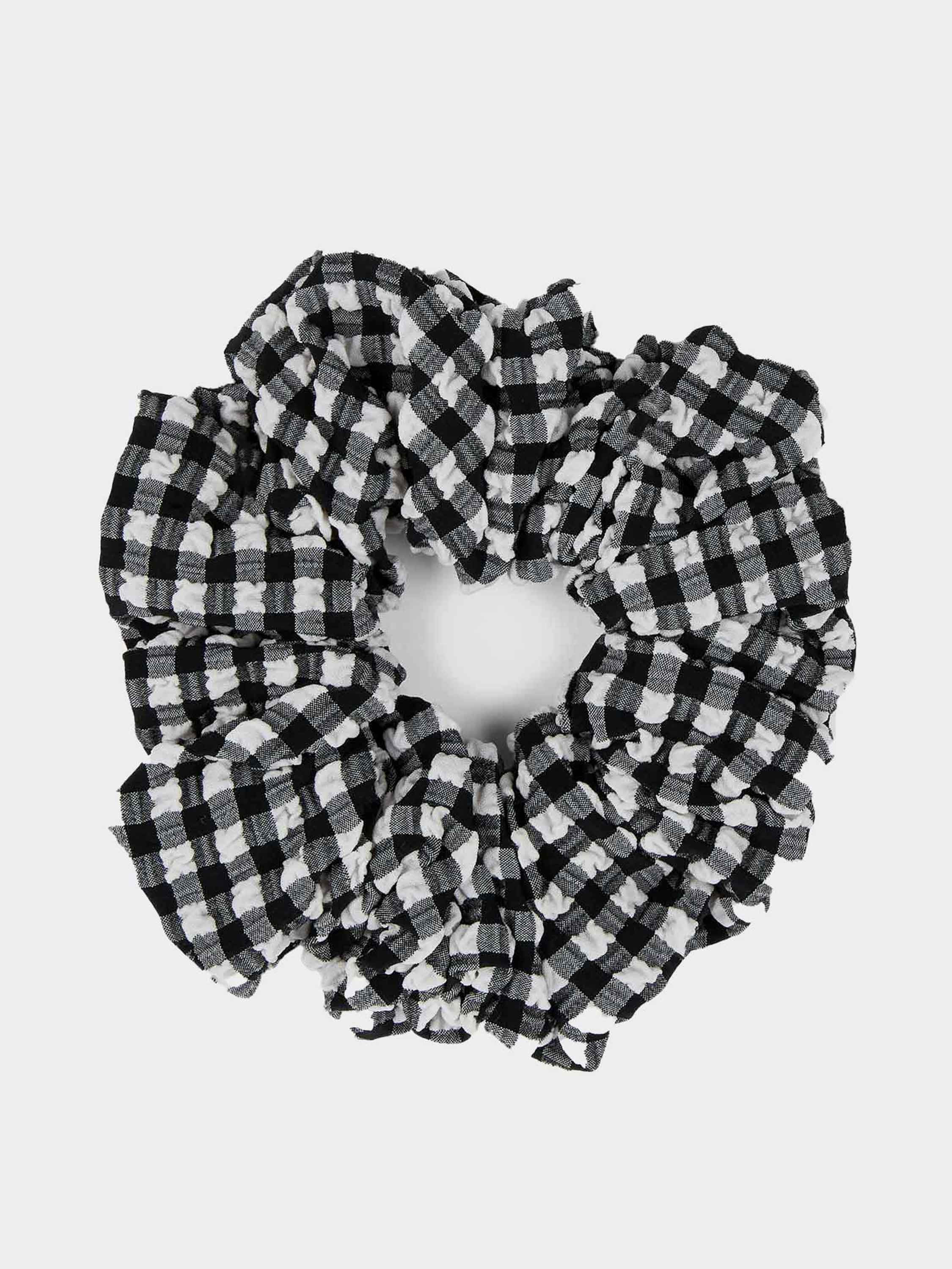 Gingham Seersucker Scrunchie - Black Gingham | One Size Swimwear | Hunza G - Black Gingham / One size | HUNZA G
