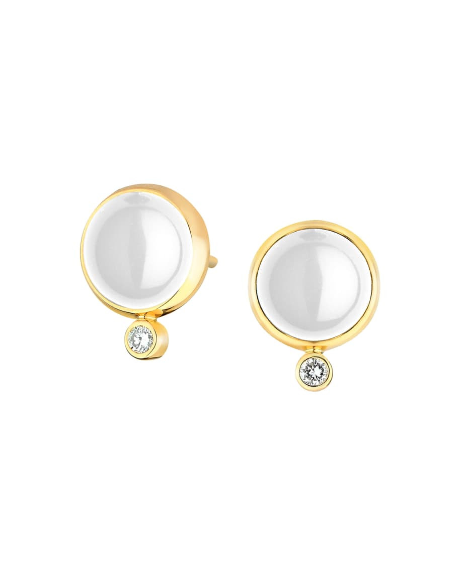 Syna 18k Moon Quartz Stud Earrings with Diamonds | Neiman Marcus