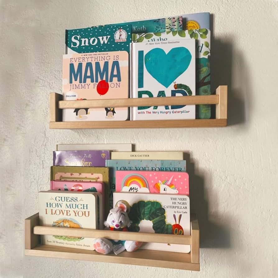 Amazon.com: Gneric Floating Shelves for Wall, Burlywood Nursery Book Shelves, 15.7 inch Kids Book... | Amazon (US)