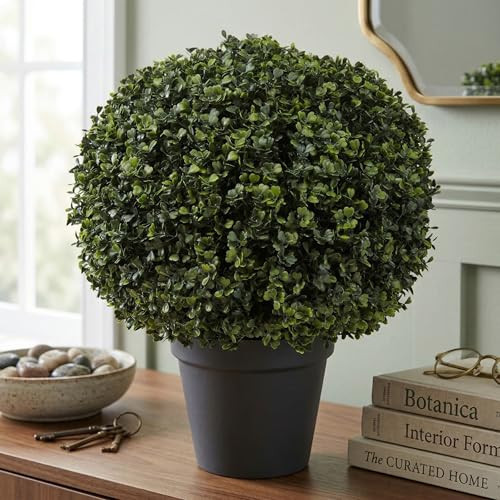Pure Garden Artificial Boxwood Plant - 21-Inch Topiary Ball Faux Plant - Indoor or Outdoor UV Resistant Fake Plants for Home, Entryway, or Porch Decor | Amazon (US)