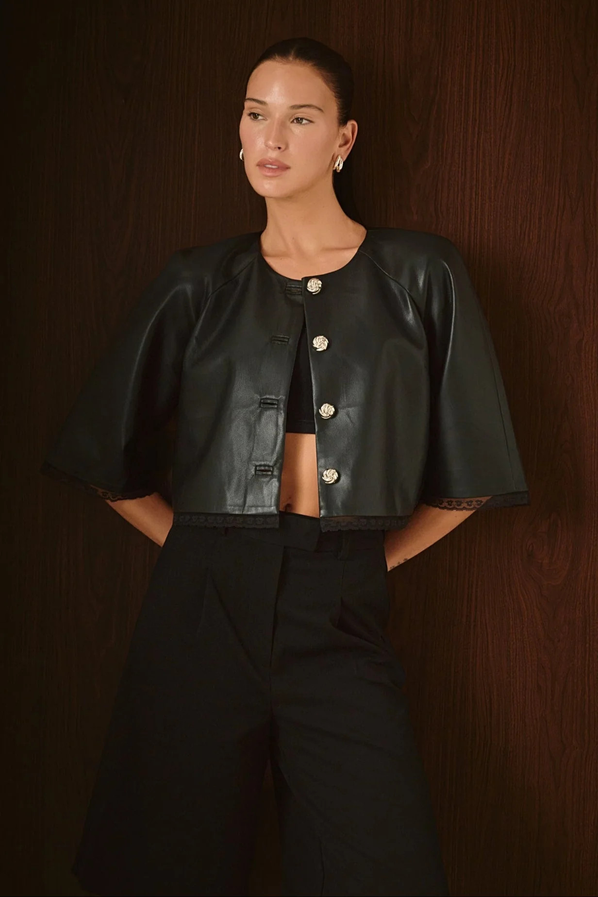 Faux Leather Cropped Jacket | OBJECTRARE