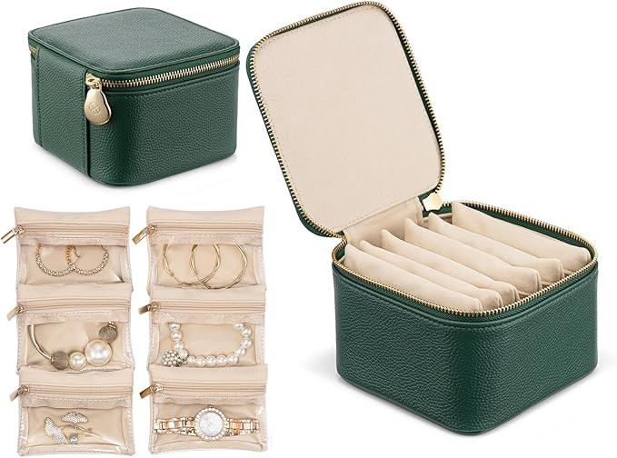 Vlando Small Travel Jewelry Box Organizer -6 Small Carry-on Zipped Pouches for Jewelries Necklace... | Amazon (US)