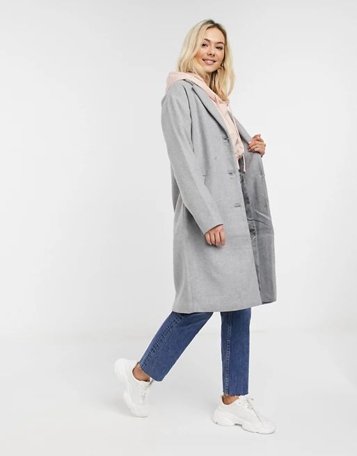 Pieces Alice wool blend coat in gray | ASOS (Global)