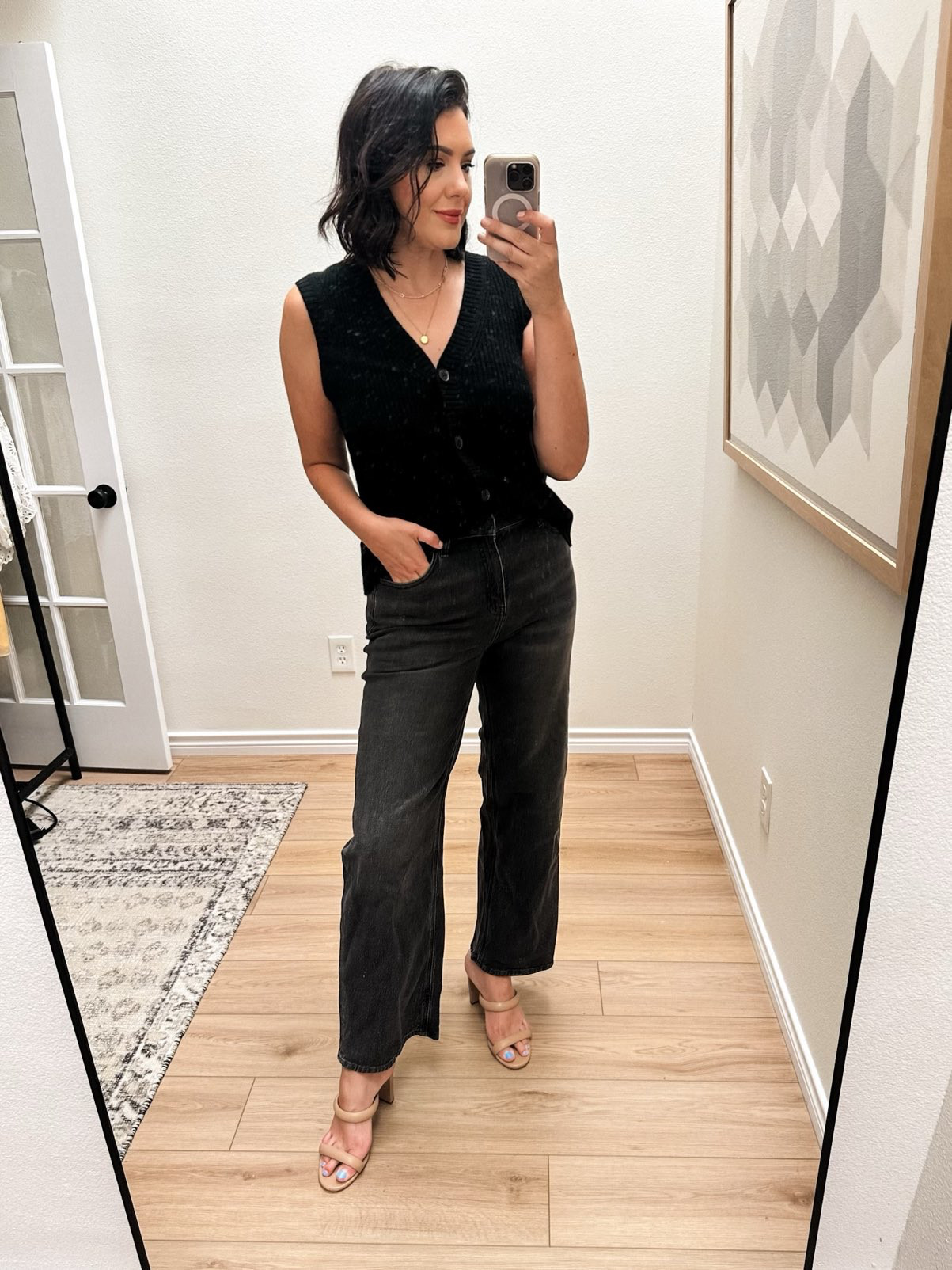 First off I want to talk about these jeans! I have a few pairs of Quince jeans and this pair is by far my favorite. One thing I’ve noticed with Quince jeans is that they are most fitted at the waist, so I sized up to a 30 and they fit perfectly. I am typically a 29 in J.Crew / Madewell so use that for a reference. 

I like how relaxed the leg shape is without being too wide leg and the length is spot on as well. They are high rise, just FYI. I would suggest a size up if the waist is usually where you find tightness.

I'm in the medium of the sweater -- runs generously! It's a warmer knit, FYI. 

 #LTKMidsize #LTKFindsUnder50 #LTKFindsUnder100