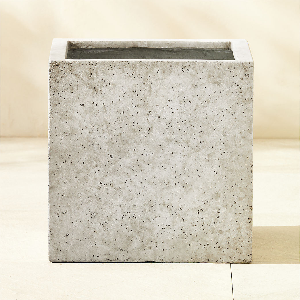Ash Square Grey Cement Indoor/Outdoor Planter Small + Reviews | CB2 | CB2
