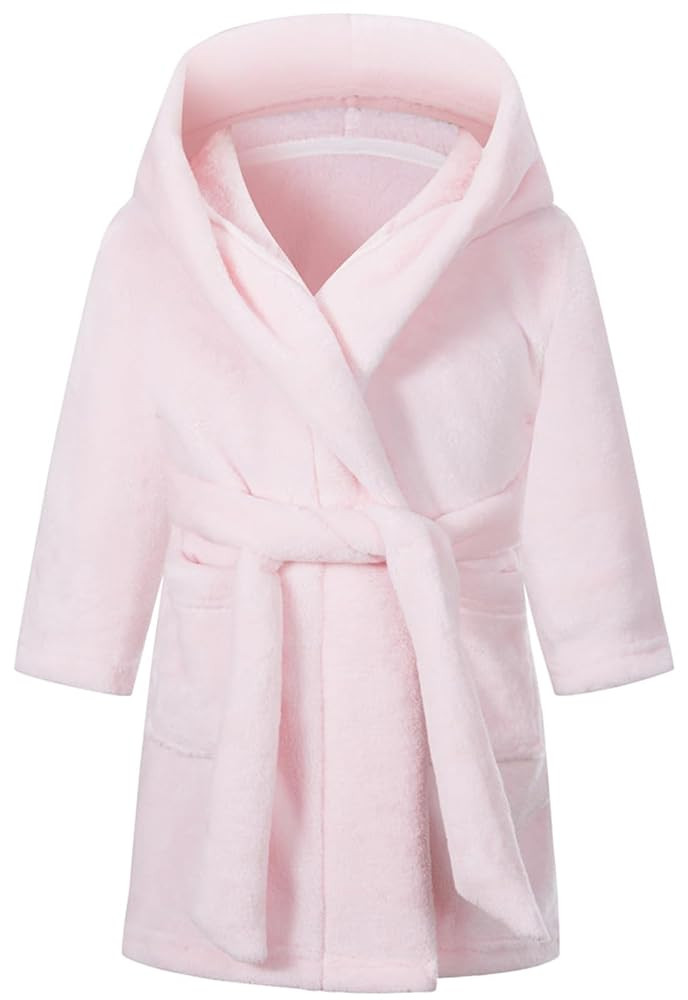 CJMJXPH Kids Toddler Boys Girls Fleece Robe Soft Hooded Bathrobe Pajamas Sleepwear 2-16 Years | Amazon (US)