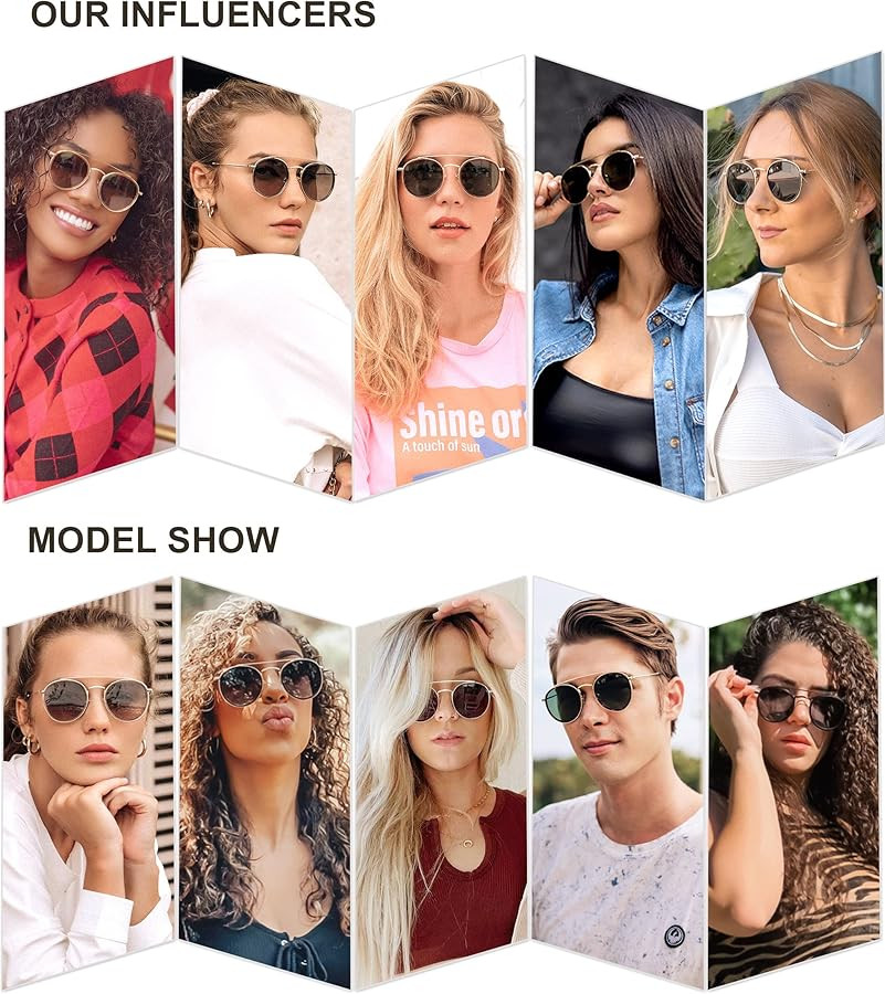 SOJOS Retro Vintage Round Polarized Sunglasses for Women Men Double Bridge Circle Sunnies SJ1104 | Amazon (US)