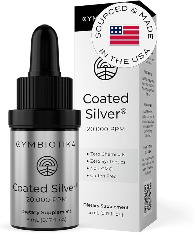 CYMBIOTIKA Colloidal Silver Liquid Supplement with Coated Silver, 20,000 PPM Mineral Concentrate,... | Amazon (US)