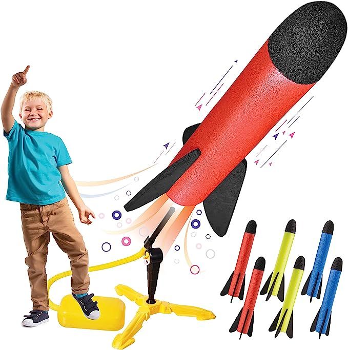 Toy Rocket Launcher for kids – Shoots Up to 100 Feet – 8 Colorful Foam Rockets and Sturdy Lau... | Amazon (US)