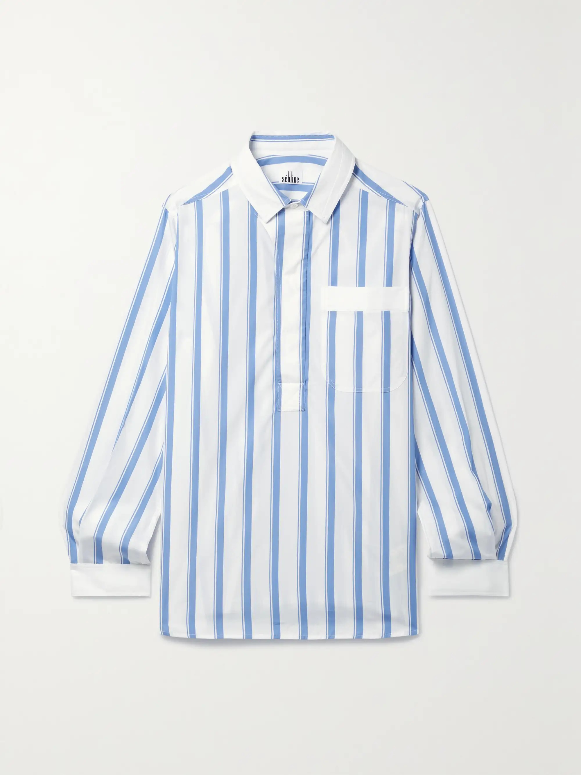 Grosgrain-trimmed striped cotton-poplin shirt | NET-A-PORTER (US)