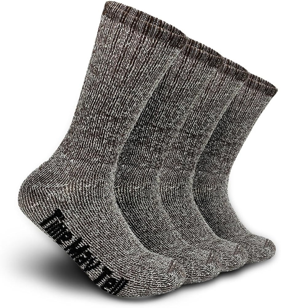 Time May Tell Mens Merino Wool Hiking Cushion Socks Thermal Warm Crew Winter Boot Socks Pack (2/4... | Amazon (US)