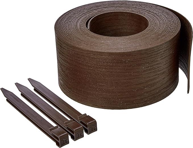 Amazon Basics Landscape Edging Coil with Stakes - 5 Inch, Brown | Amazon (US)