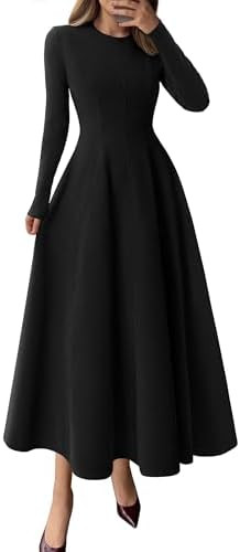 PRETTYGARDEN Cocktail Dresses for Women 2026 Elegant Classy Fall Long Sleeve Midi A Line Flowy Mo... | Amazon (US)