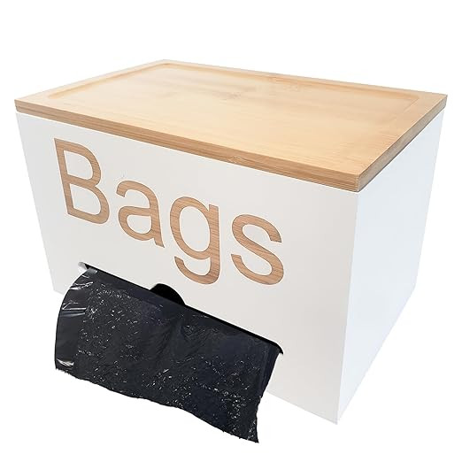 Bamboo Trash Bag Holder - Stylish Wall-Mounted Dispenser with Magnetic Lid, Large Capacity for 10... | Amazon (US)