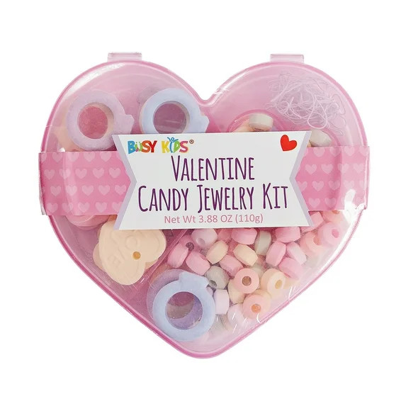 Busy Kids Valentine Hard Candy Filled Jewelry Kit Heart 3.88 oz, Allergen-Free, Kids Gift | Walmart (US)