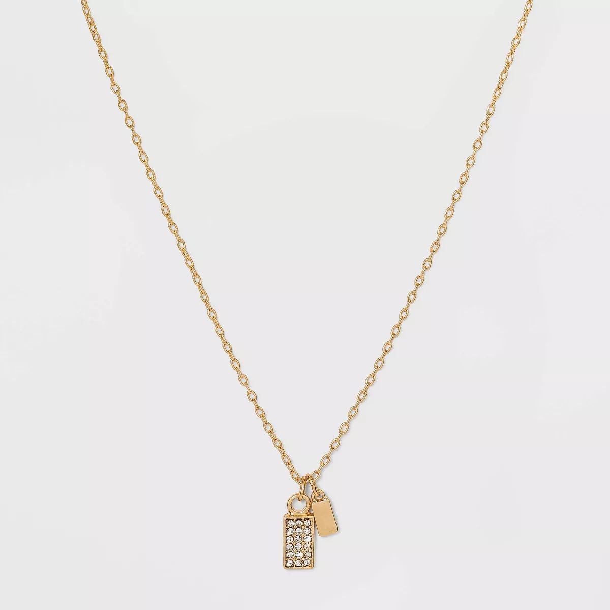 Stone and Square Charm Pendant Necklace - A New Day™ Gold | Target