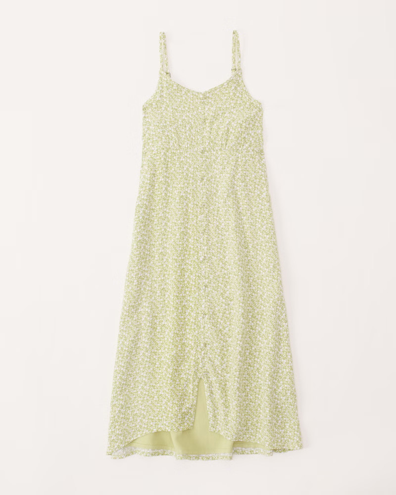 ruched button-through midi dress | Abercrombie & Fitch (US)