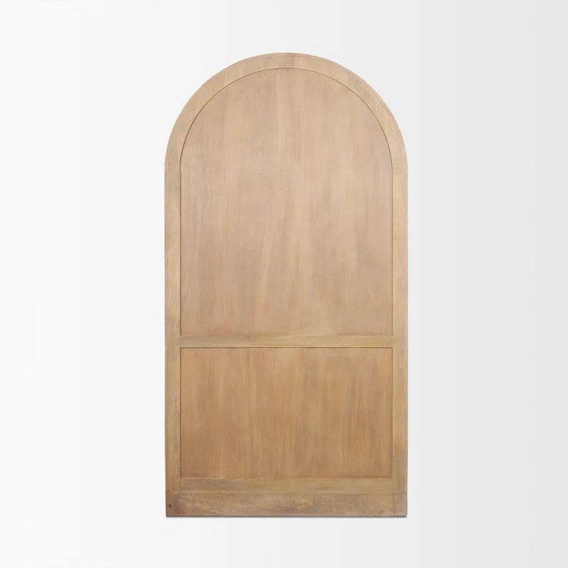 Suri Light Brown Wood W/Glass Doors Arched Curio Cabinet | Wayfair North America