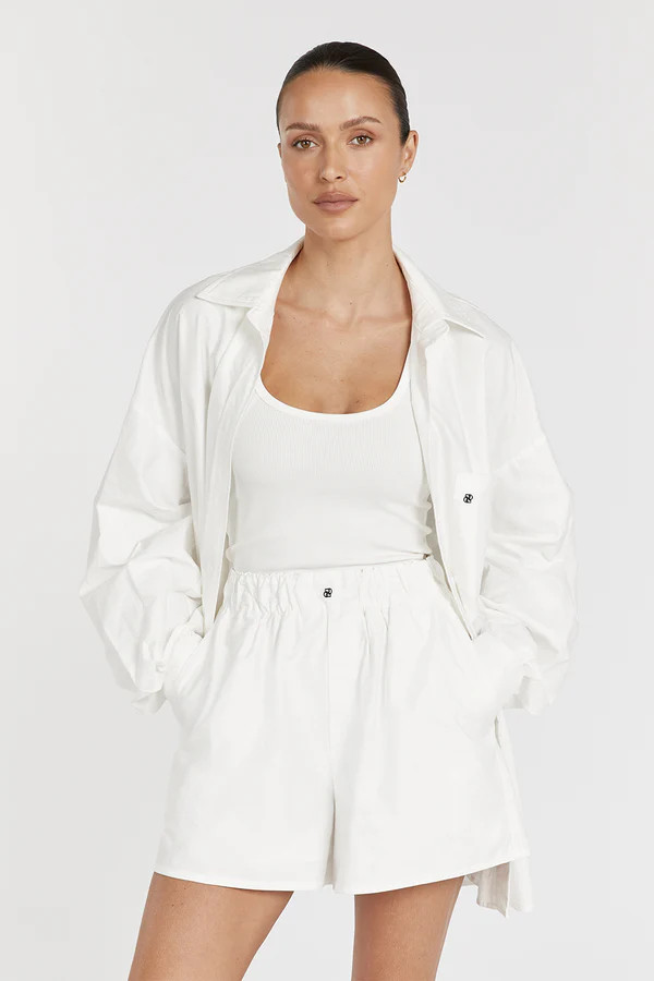 RHEA WHITE COTTON SHORT | DISSH