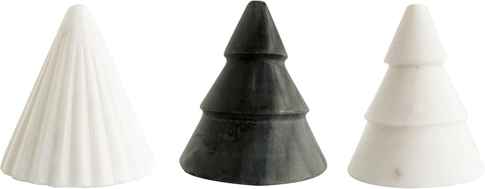 Creative Co-Op Marble Tree Decor Set, White and Grey, Set of 3 | Amazon (US)