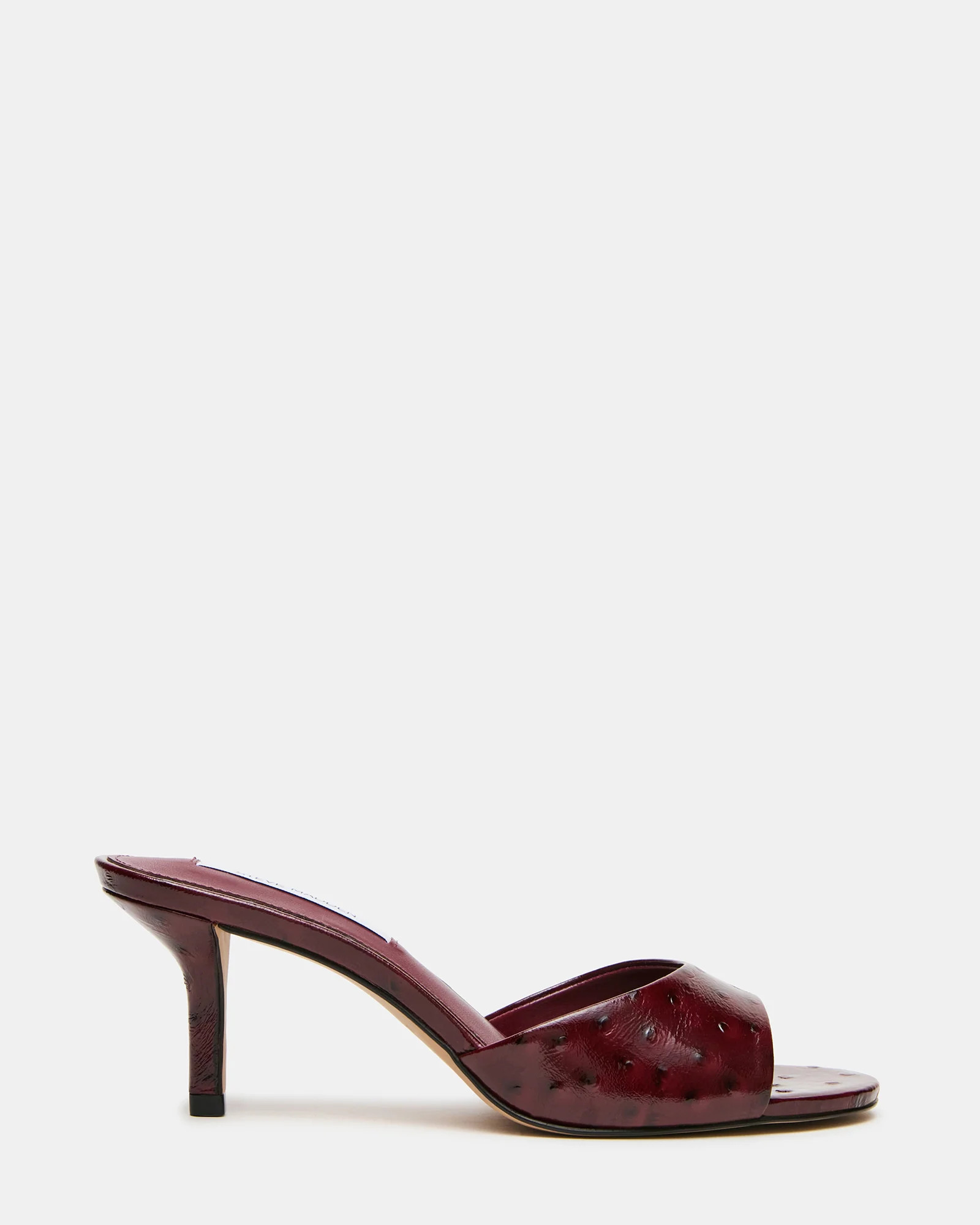 KENDRIX Ostrich Dark Cherry Leather Women's Mule Heel | Steve Madden (US)