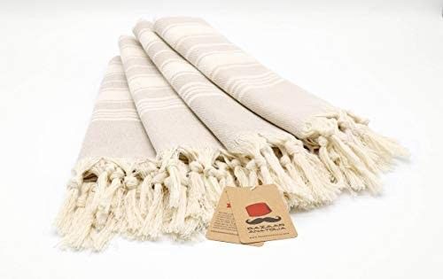 Turkish Hand Towel Set of 4 Stripe Peshtemal Towel 100% Cotton 45x20 Light Weight Thin Quick Dry Han | Amazon (US)