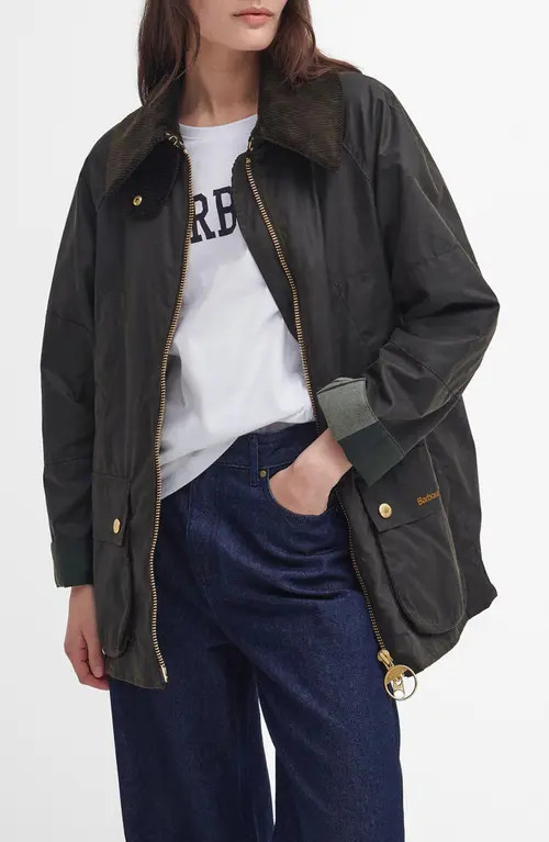 Barbour Allerston Water Resistant Waxed Cotton Jacket in Olive/ancient at Nordstrom, Size 10 Us | Nordstrom