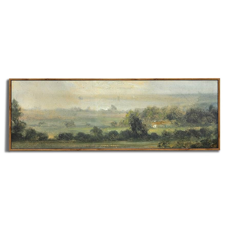 Framed Canvas Wall Art for Bedroom - Long Horizontal 13.5x40" Above the Bed - Vintage Farmhouse F... | Amazon (US)