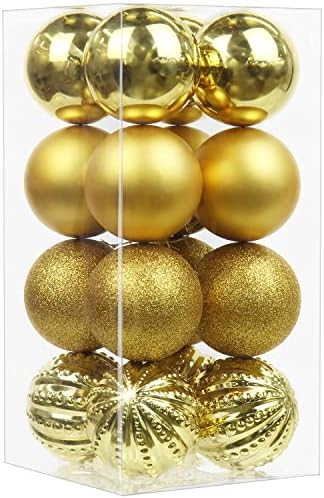 3.15" Big Christmas Ornaments Balls Shatterproof Gold Christmas Ornaments 16 Pcs Gold Ornaments f... | Amazon (US)