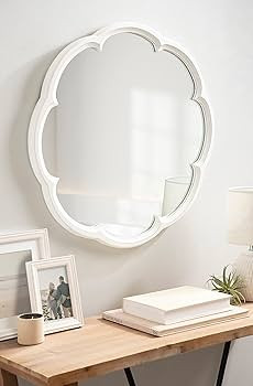 Kate and Laurel Maren Decorative Coastal Scalloped Round Mirror with Soft Curvature and Light Pai... | Amazon (US)