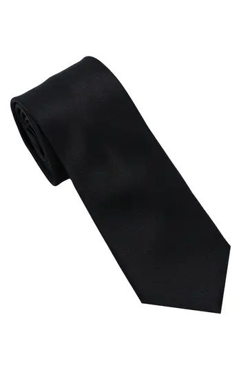DKNY Solid Satin Tie in Black at Nordstrom Rack | Nordstrom Rack