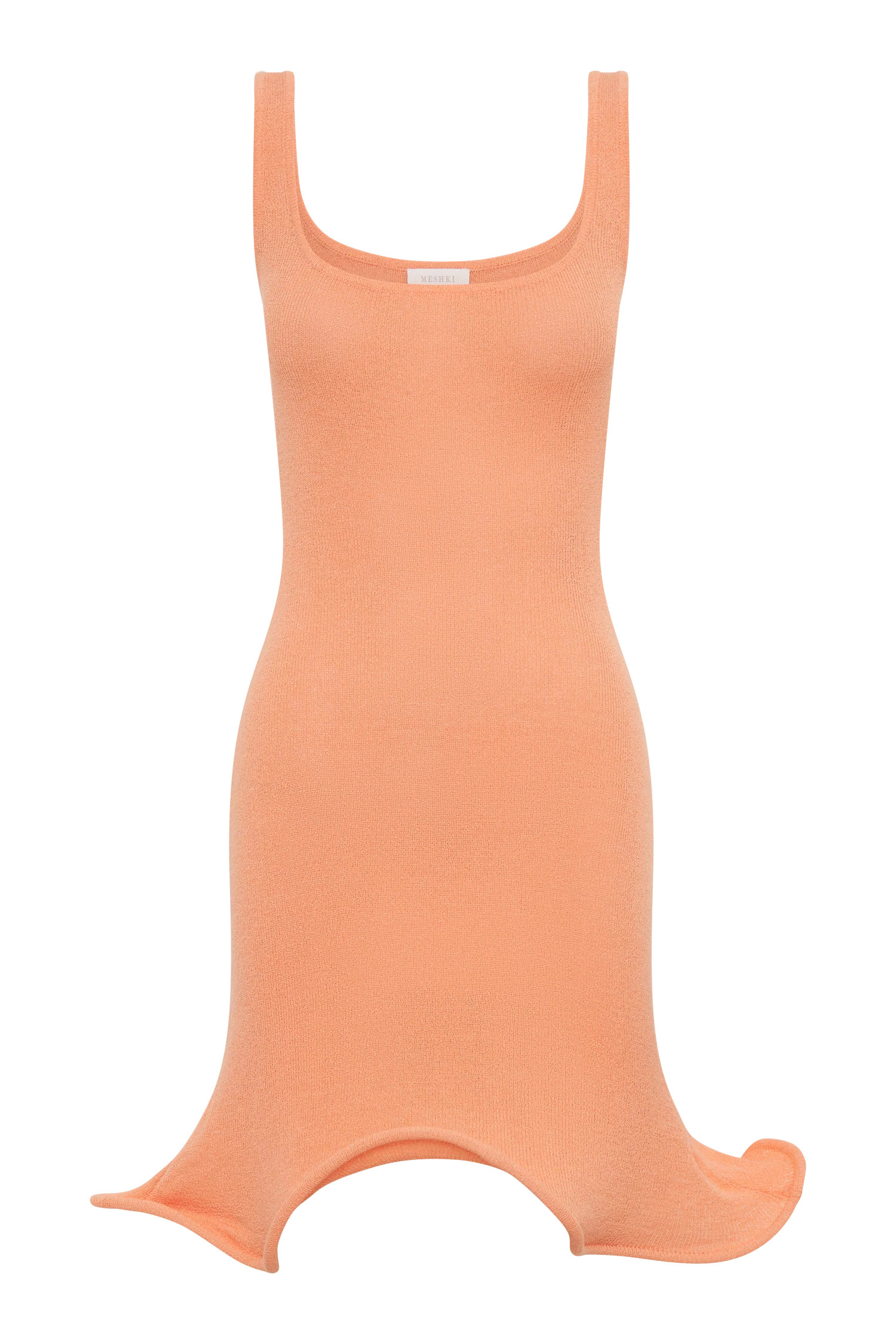 Sandra Square Neck Knit Mini Dress - Orange | Meshki (APAC)