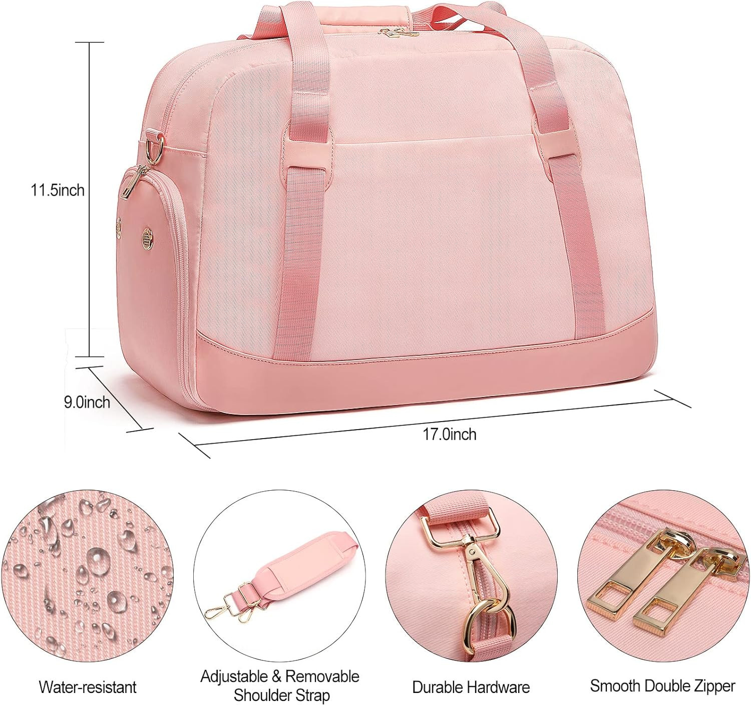 Sports Gym Bag for Women, Sport Duffle Workout Bags with Shoe Compartment & Wet Pocket, Small Wom... | Amazon (US)