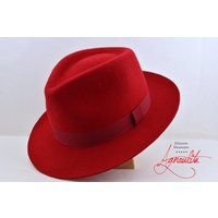 Fire Red Fedora Felt Hat For Women - The Inferno | Bold Statement Piece Handcrafted | Etsy (US)