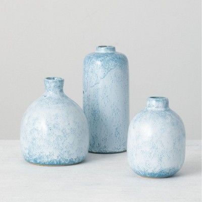 Sullivans Set of 3 Bud Vases 6.5"H, 5"H & 4.5"H Blue | Target