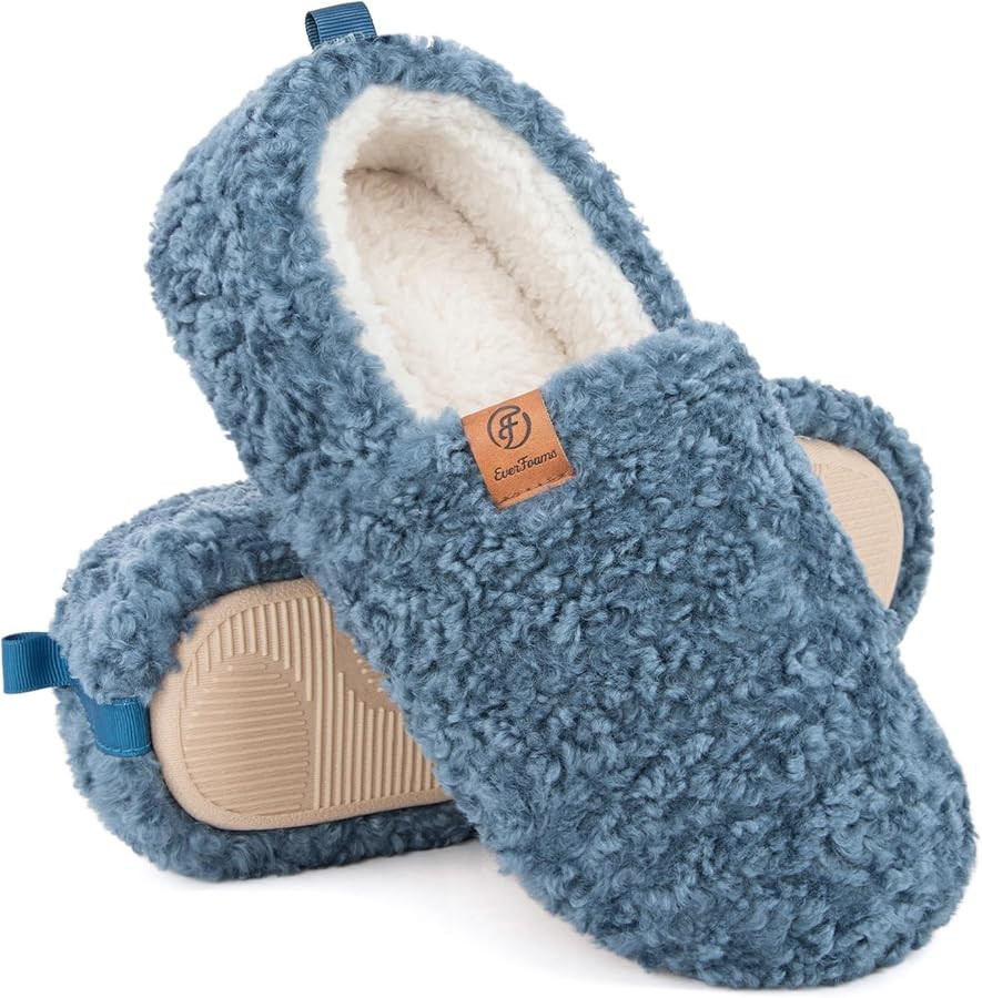 EverFoams Women’s Soft Curly Full Slippers Memory Foam Lightweight House Shoes Cozy Loafer with... | Amazon (US)