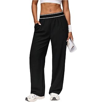 SOLY HUX Women's Lightweight Straight Leg Pants Elastic High Waisted Workout Yoga Casual Trousers... | Amazon (US)