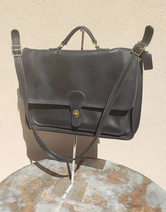 Vintage Coach Court Black Leather Messenger Bag Crossbody - Etsy | Etsy (US)