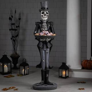 Northlight Skeleton Butler with Tray Standing Halloween Statue-4.5' 35778122 - The Home Depot | The Home Depot