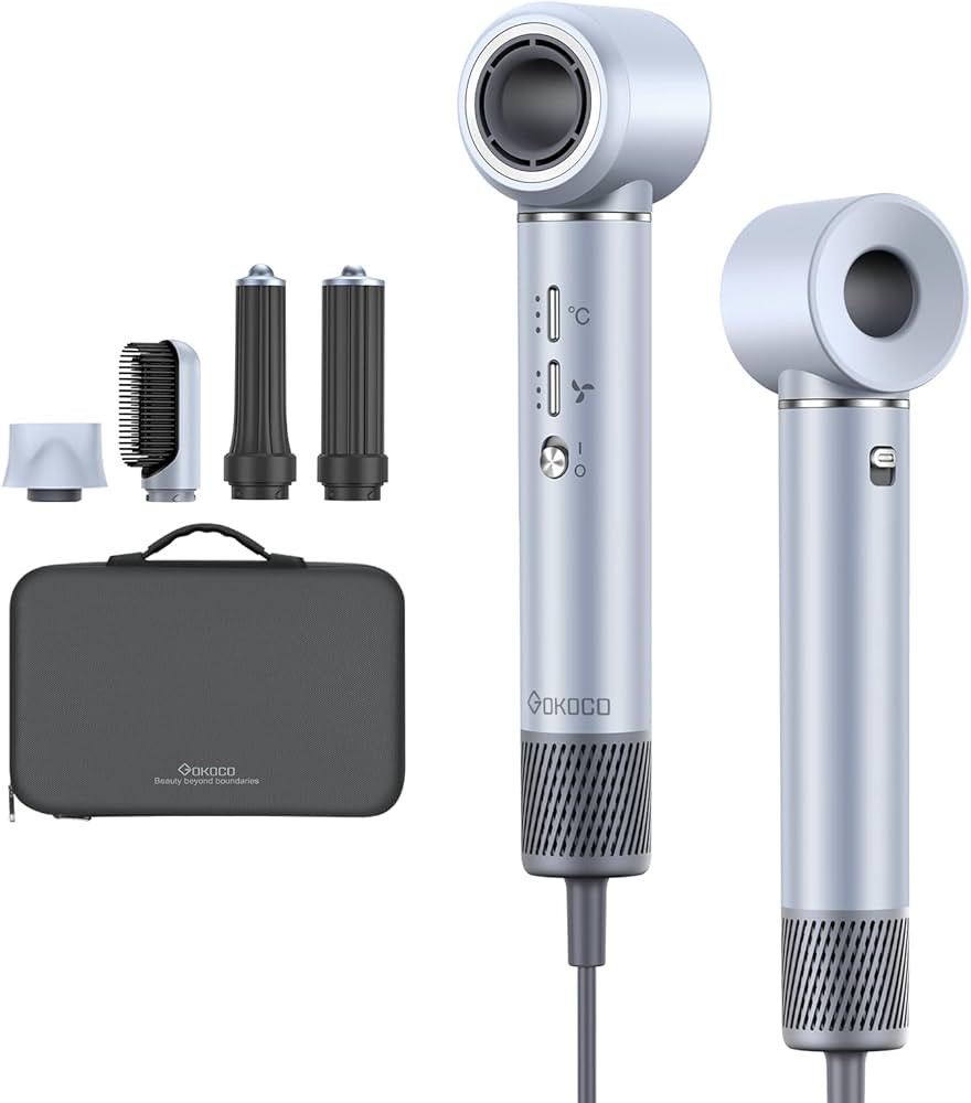 GOKOCO Secador de Cabelo 5 em 1 Conjunto, 1400W Alta Velocidade 110000 Rpm, Kit Modelador Liso e ... | Amazon (BR)