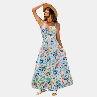 Cupshe Women's Vibrant Floral Print Maxi Beach Dress-XL-Multicolored | Target