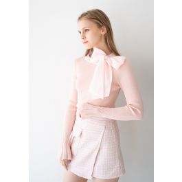 Fancy with Bowknot Knit Top in Pink | Chicwish